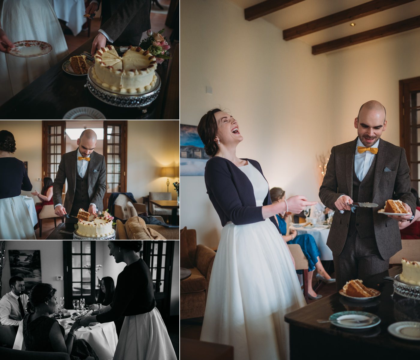 L&R cut a massive carrot cake and give it out on their Scottish Ardenoaig Elopement
