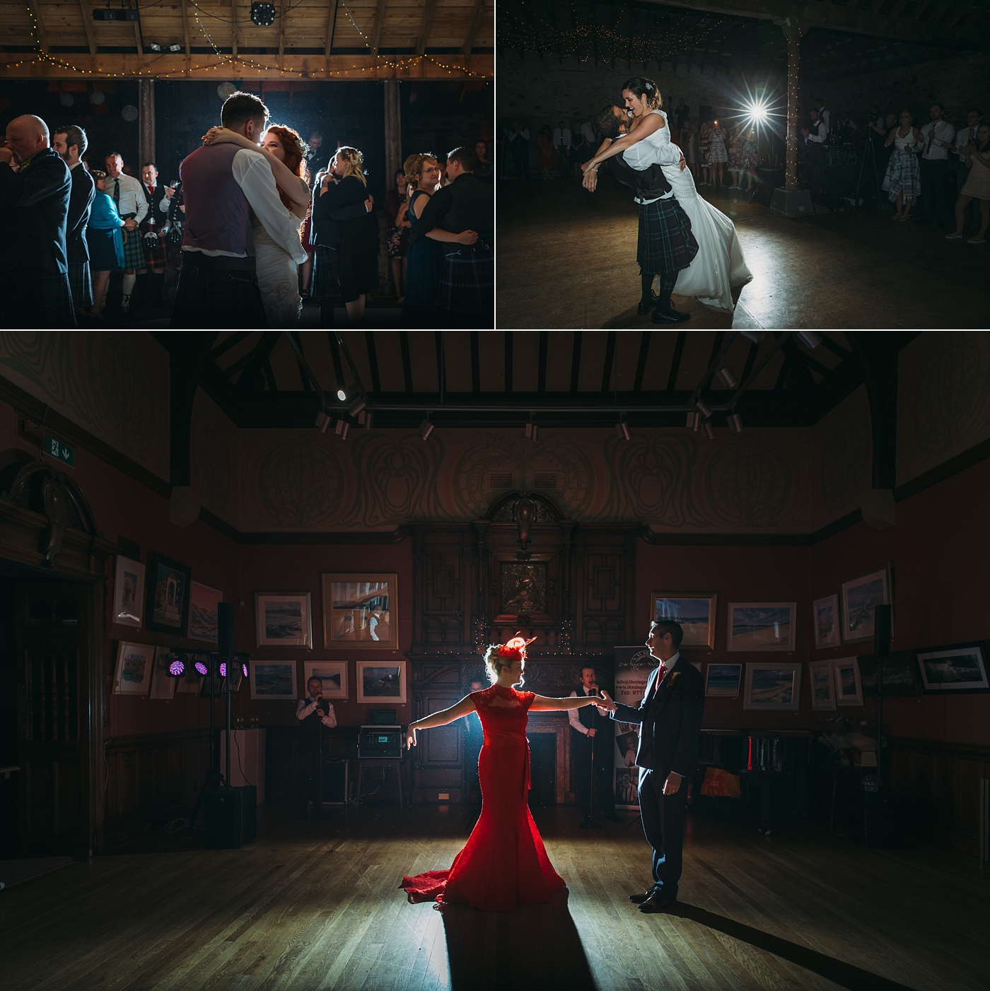 planning your wedding party timeline - images of various first dances - byre at inchyra, kinkell byre, glasgow art club