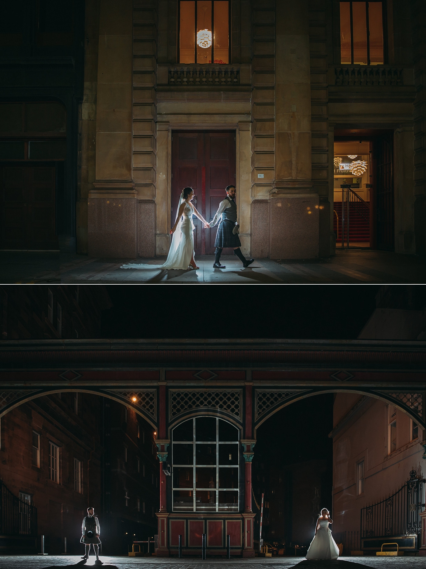 planning your wedding party timeline - last photographs taken at the fruitmarket Glasgow and Ghillie Dhu