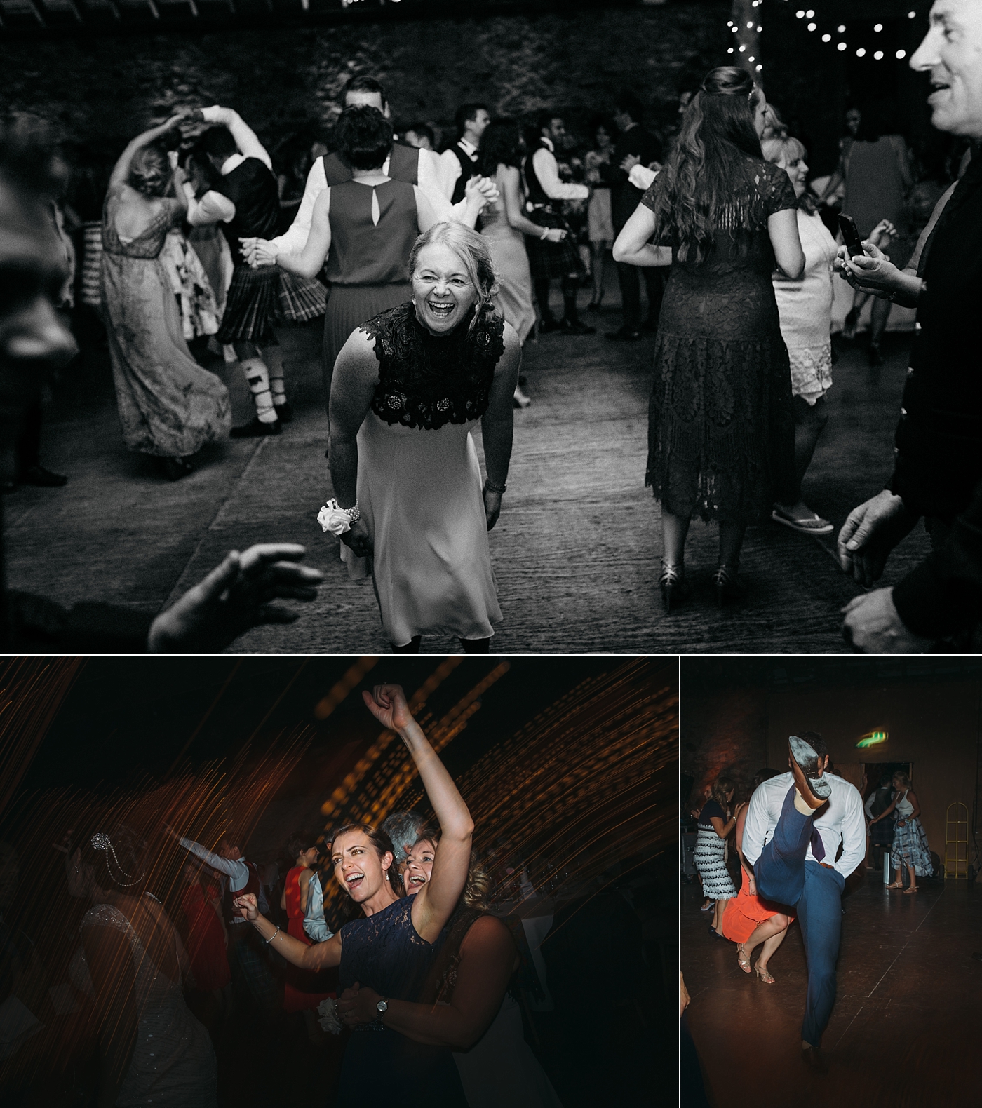 planning your wedding party timeline - crazy dancing at Kinkell byre