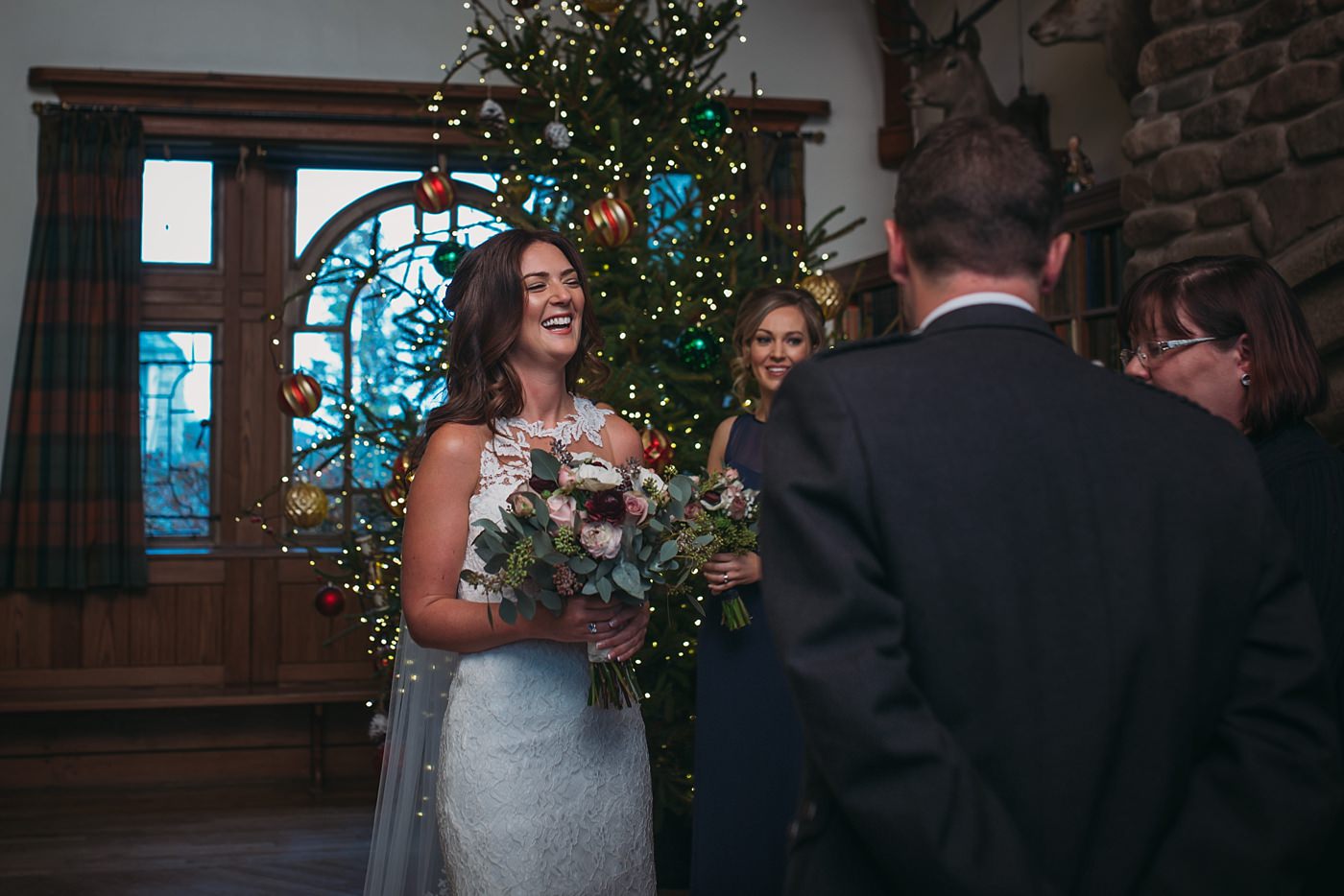 ceremony at a Christmas wedding at Glen Tanar