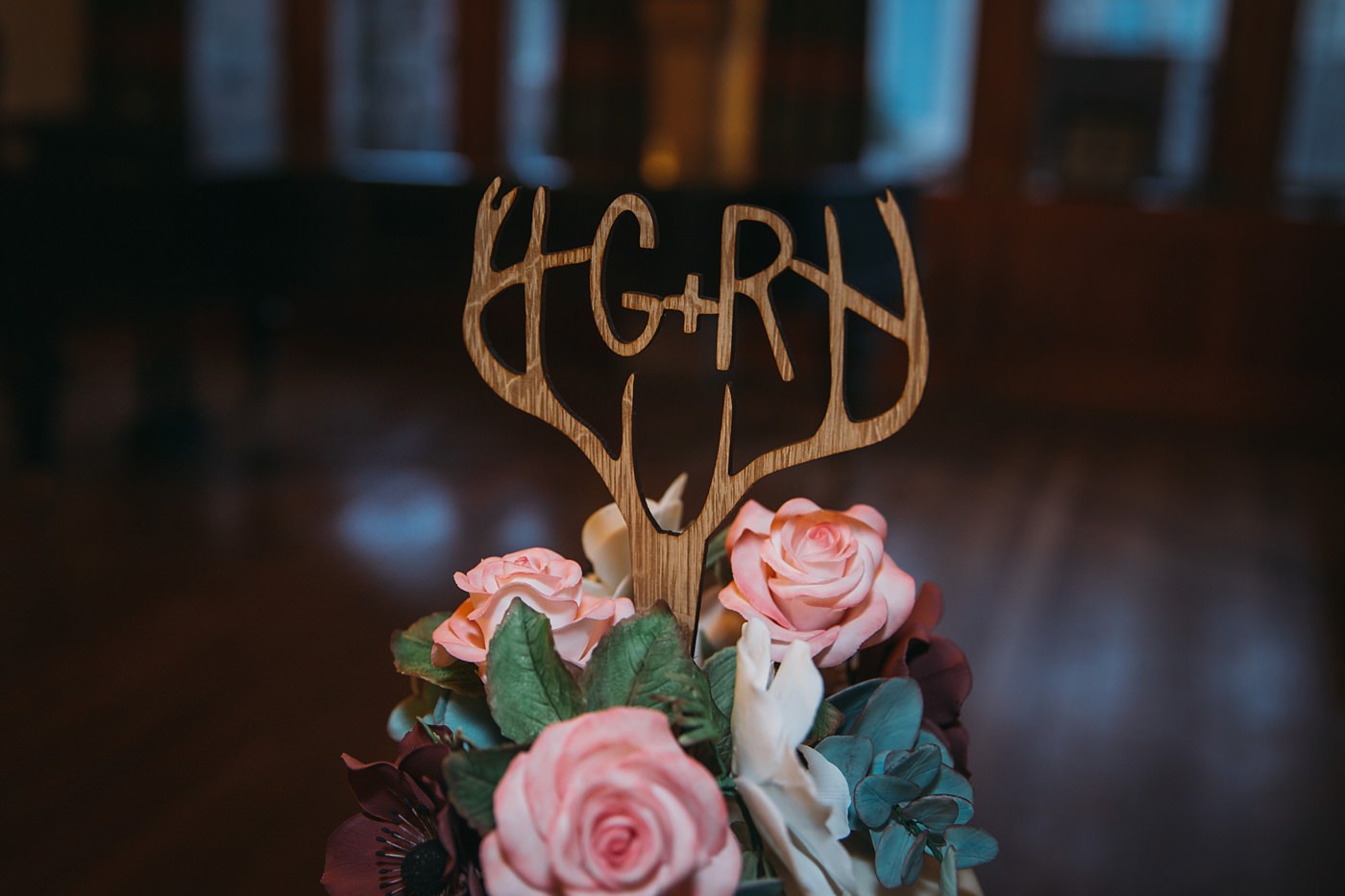 cake topper at a Christmas wedding at Glen Tanar