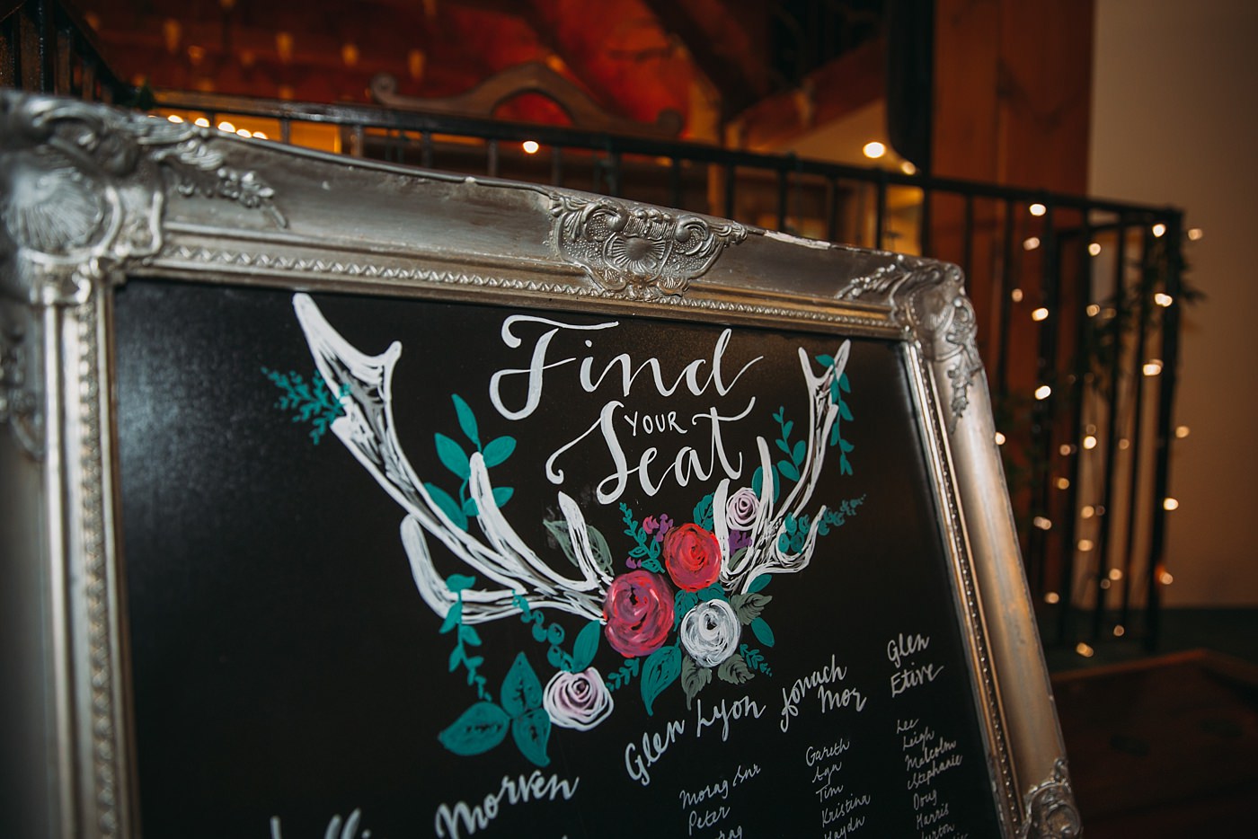 table plan at a Christmas wedding at Glen Tanar