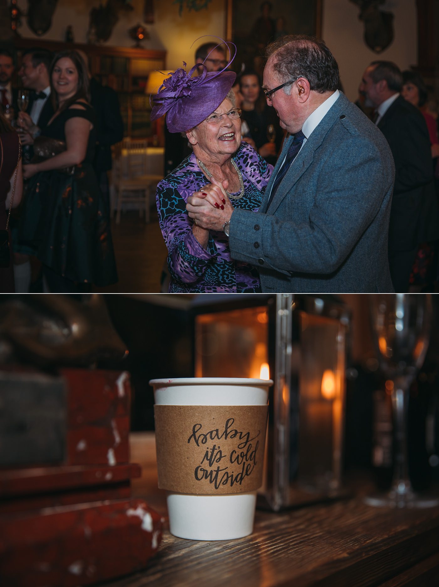 gran gets danced around at a Christmas wedding at Glen Tanar