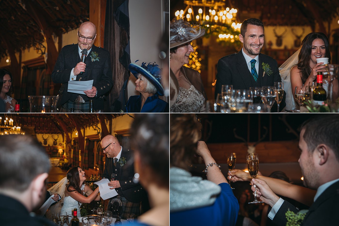 speeches at a Christmas wedding at Glen Tanar