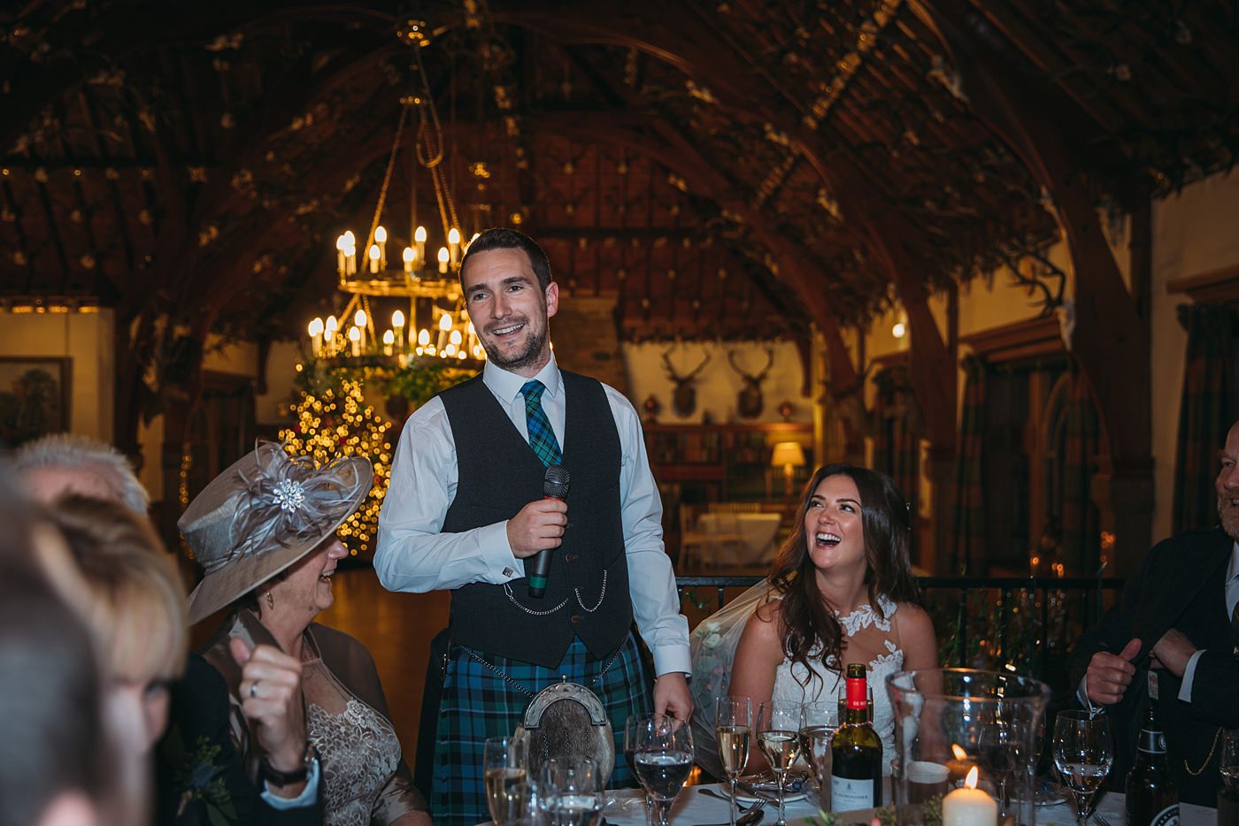 grooms speech at a Christmas wedding at Glen Tanar