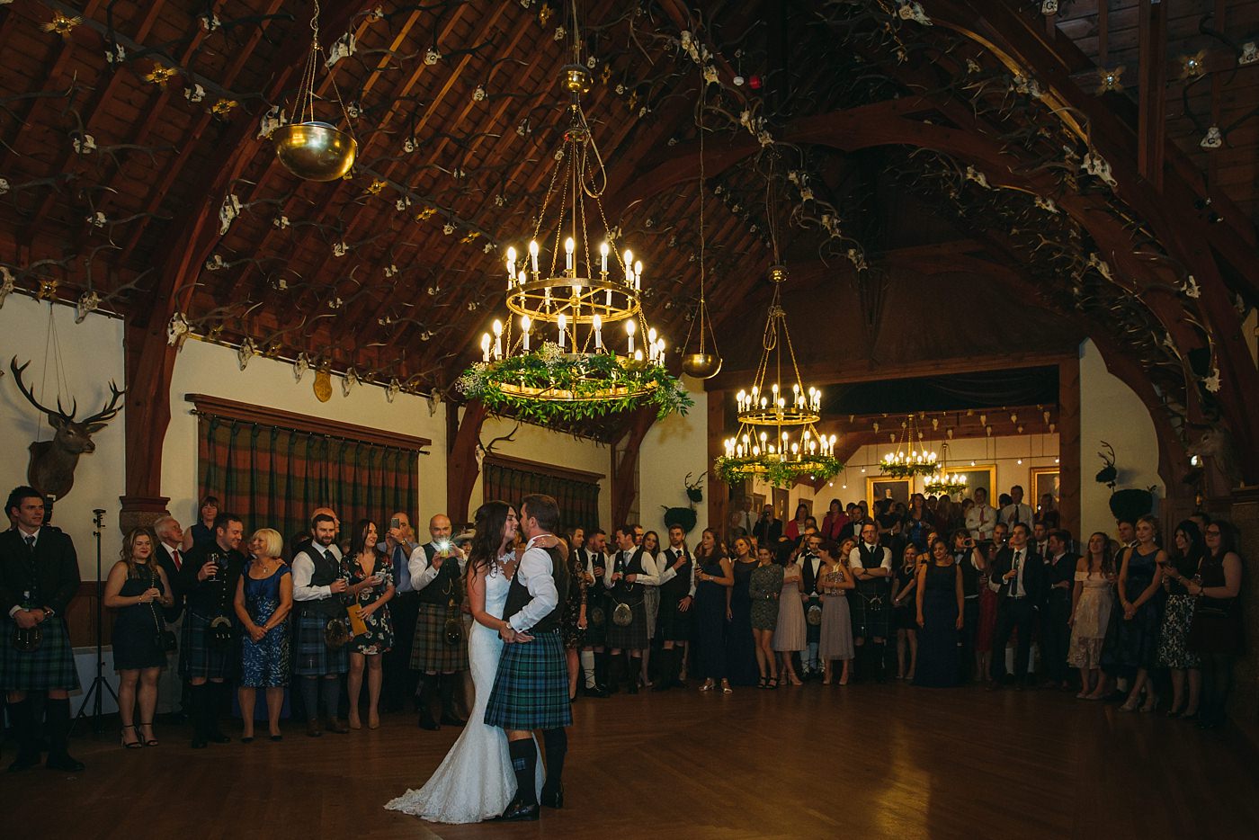 first dance at Christmas wedding at Glen Tanar