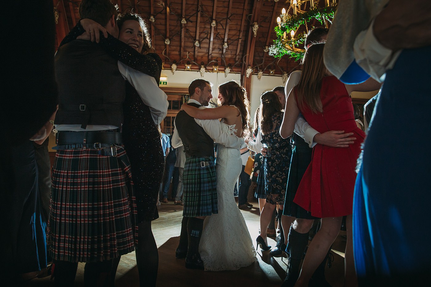 first dance of newlyweds at a Christmas wedding at Glen Tanar