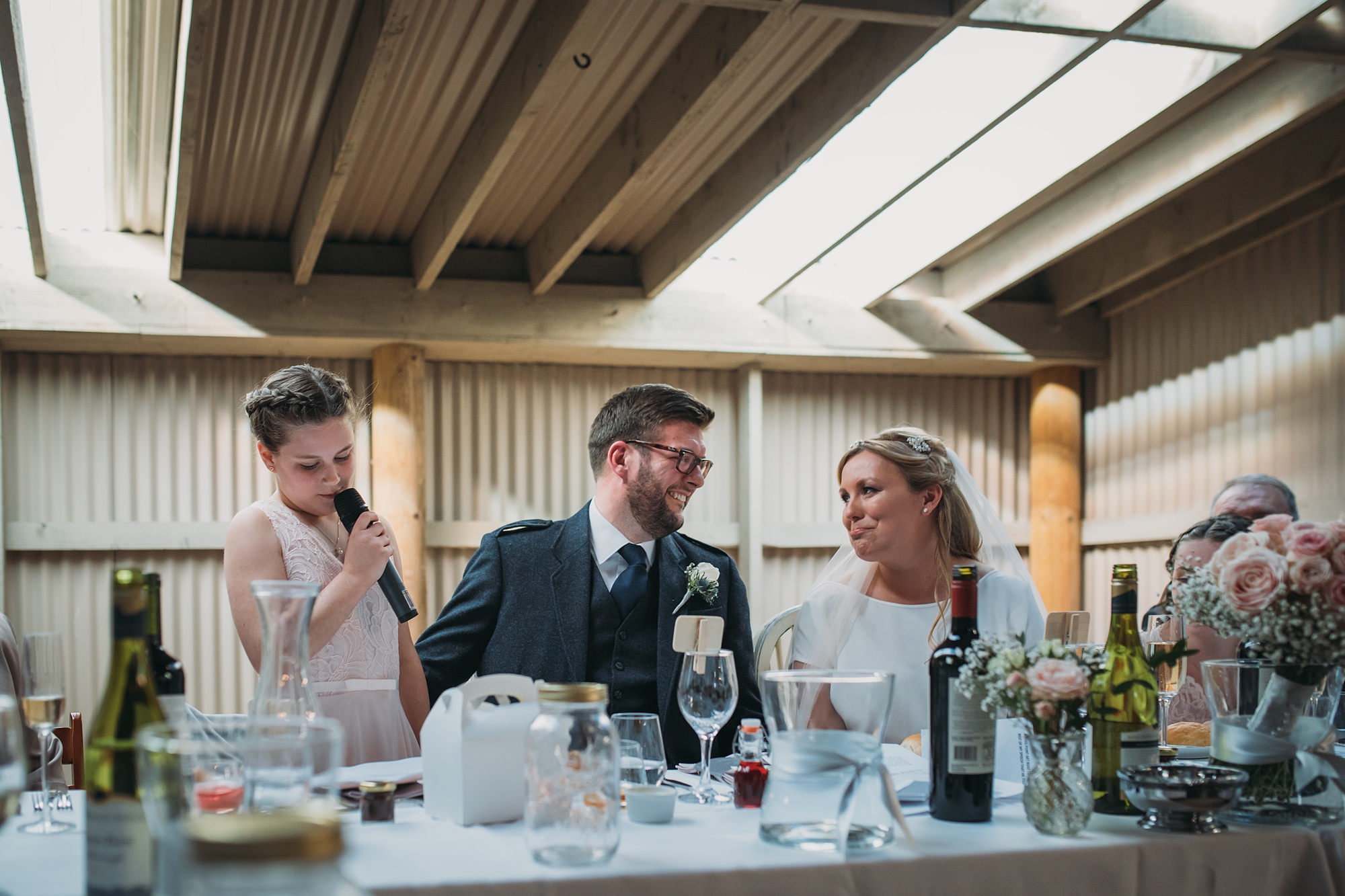 A heartfelt speech from the grooms daughter - best wedding photographs tin shed fintry