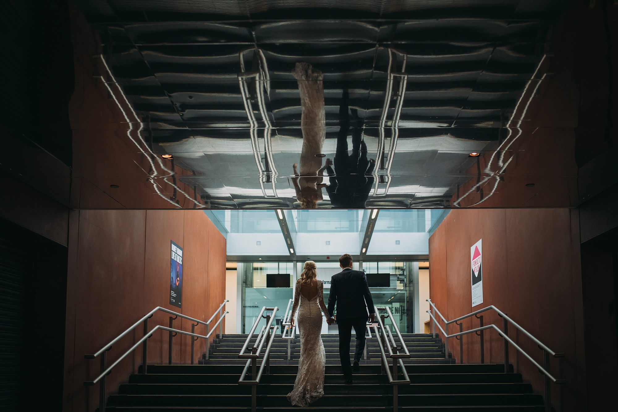 a cinematic shot in stairway at the baltic - best wedding photographs