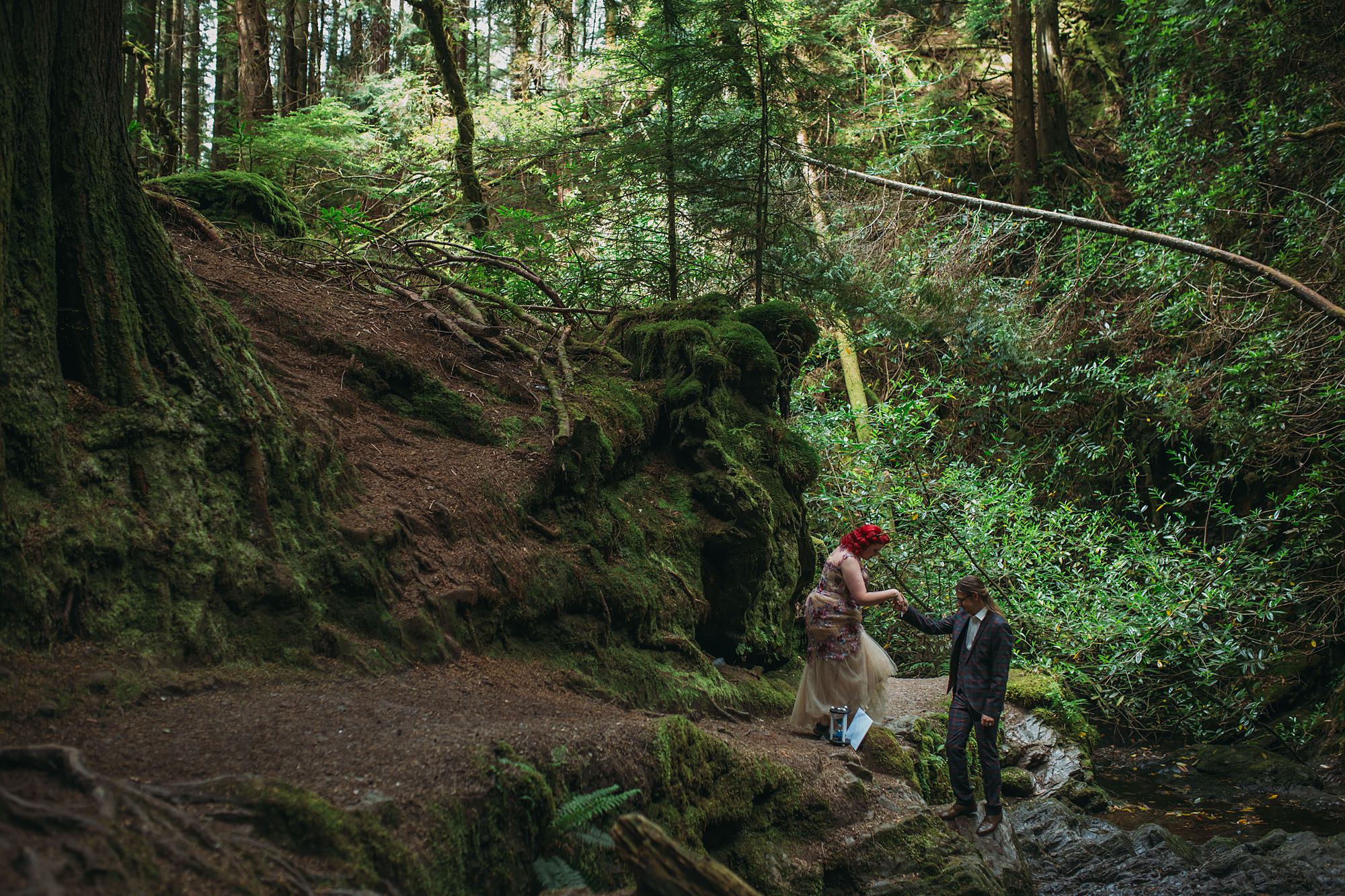 Eloping to Scotland - pucks glen in Argyll & Bute, a magical forest setting for your scottish elopement