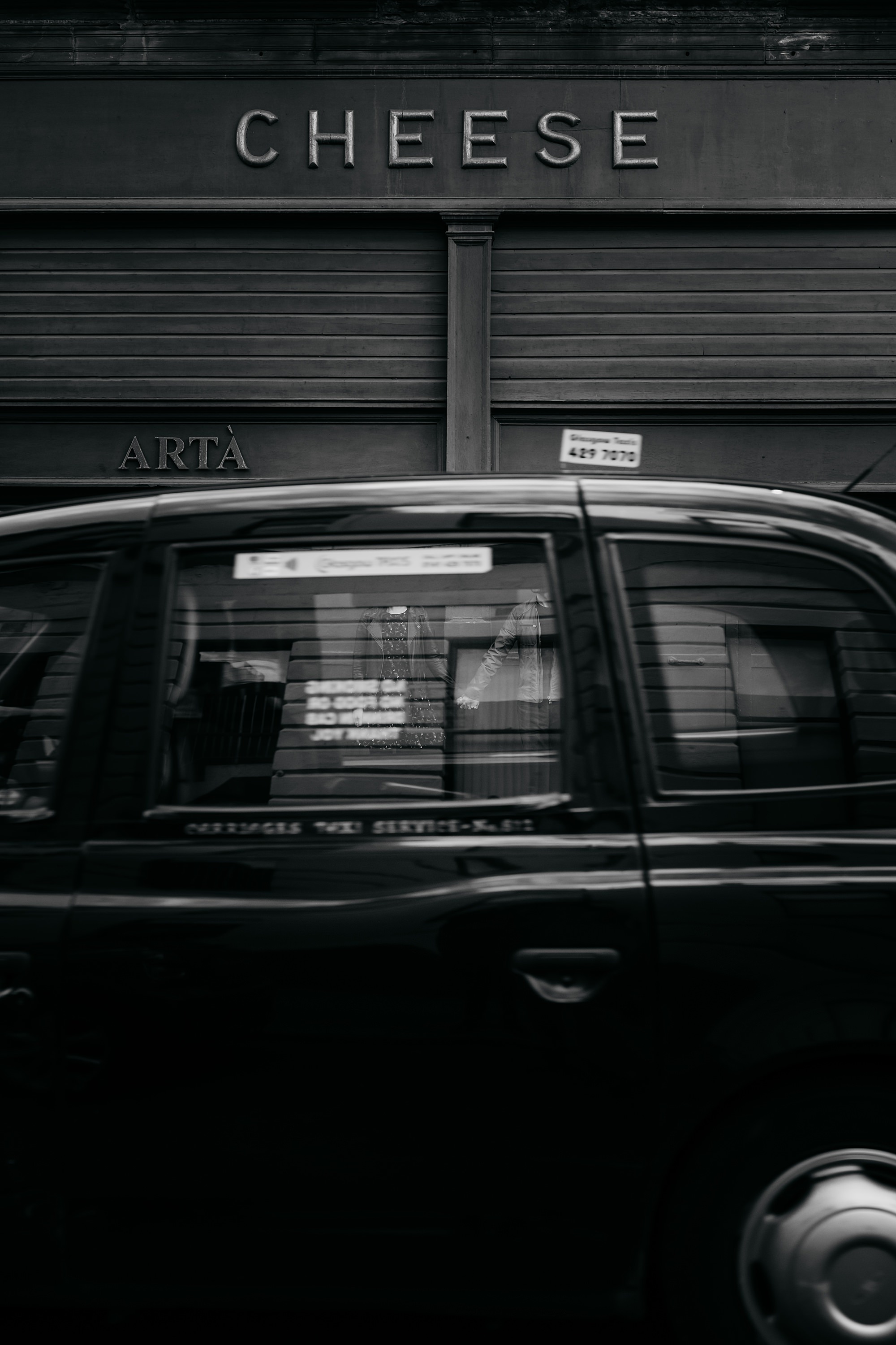 A black cab during a glasgow engagement shoot