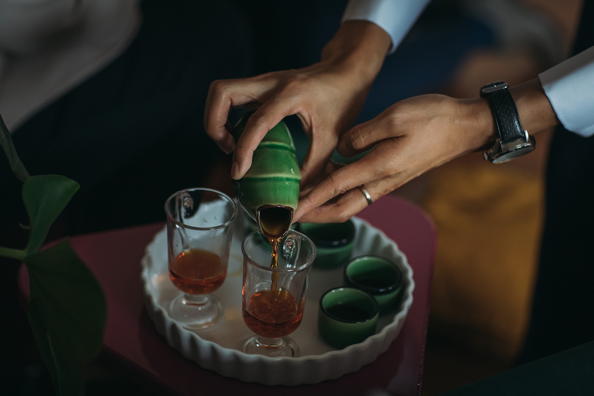 A traditional tea ceremony during a Glasgow elopement.