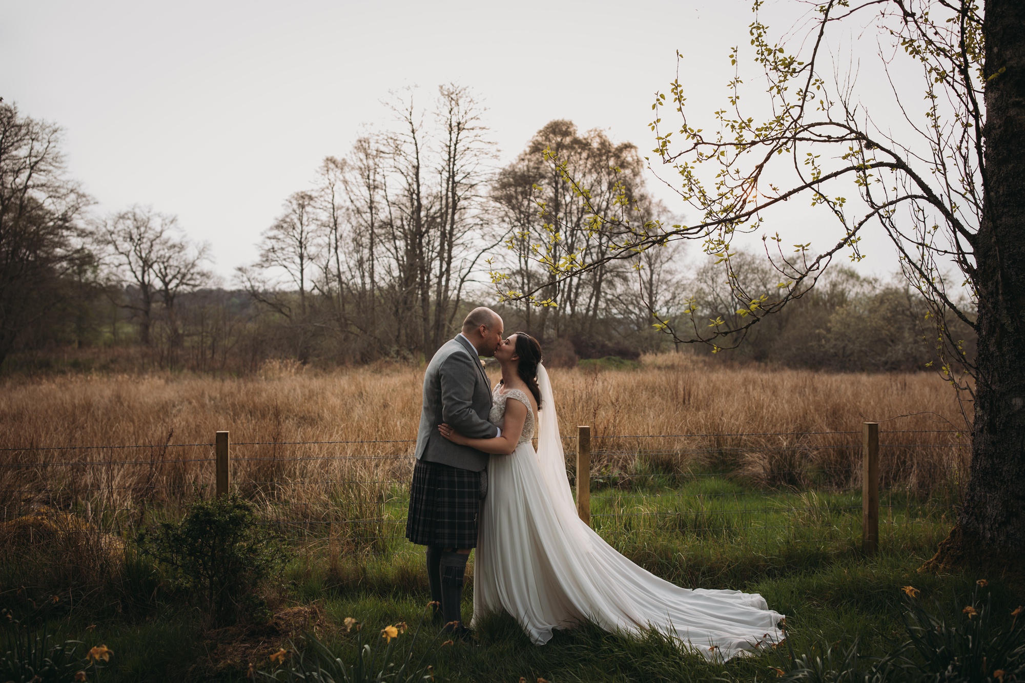 Newlyweds enjoy the last of the light at their High Wards wedding