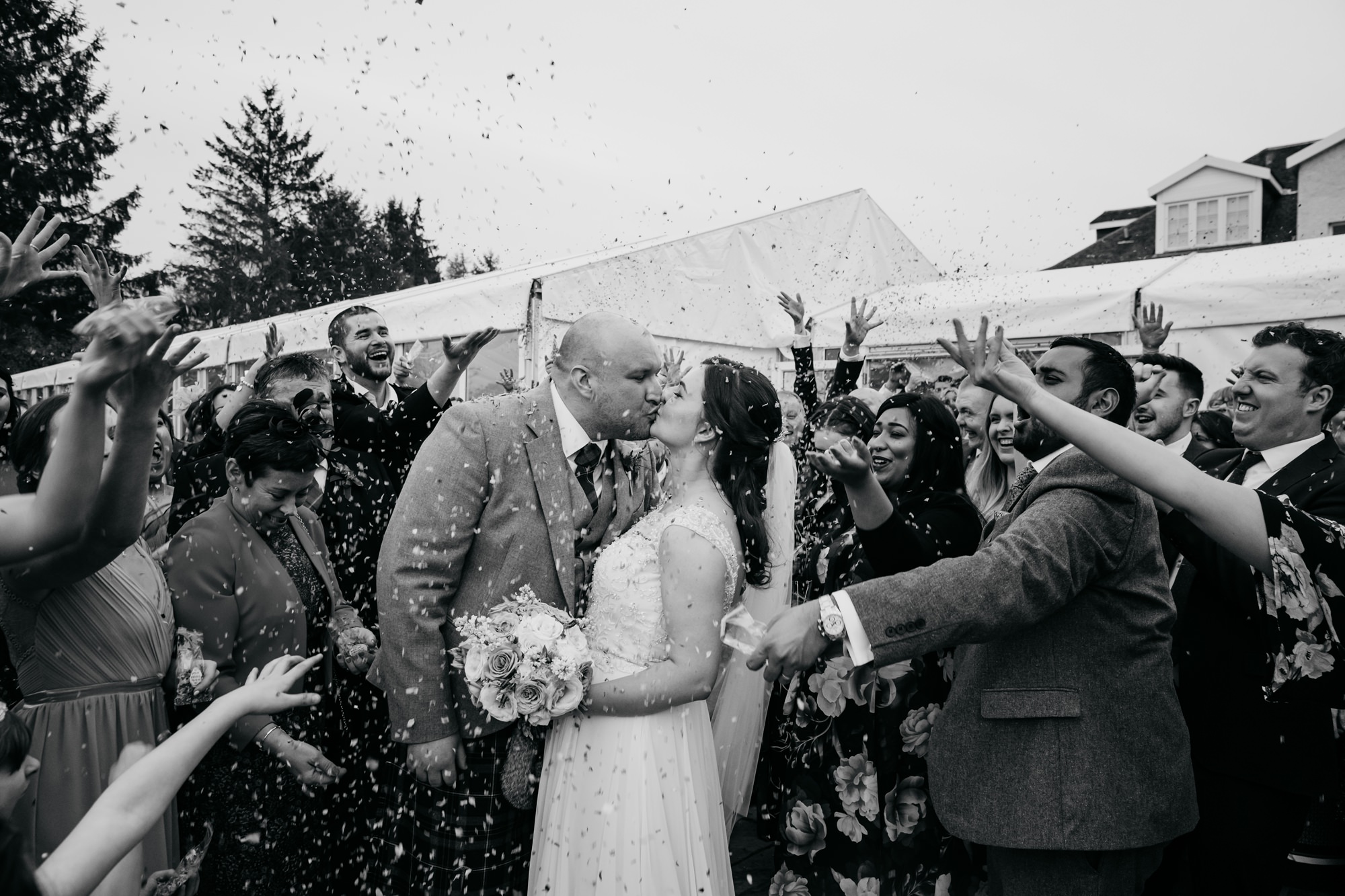 Confetti throw at a High Wards wedding