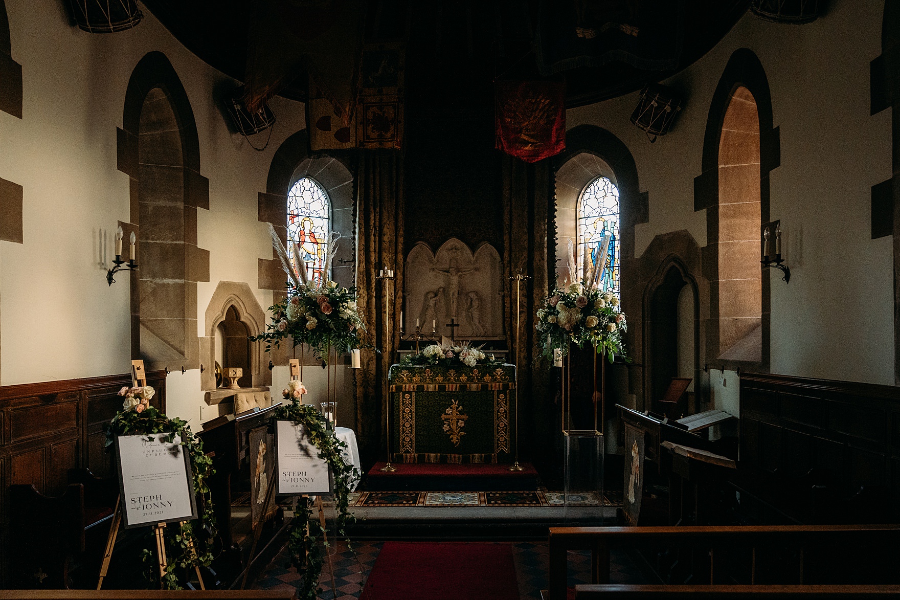 cromlix winter wedding chapel altar 