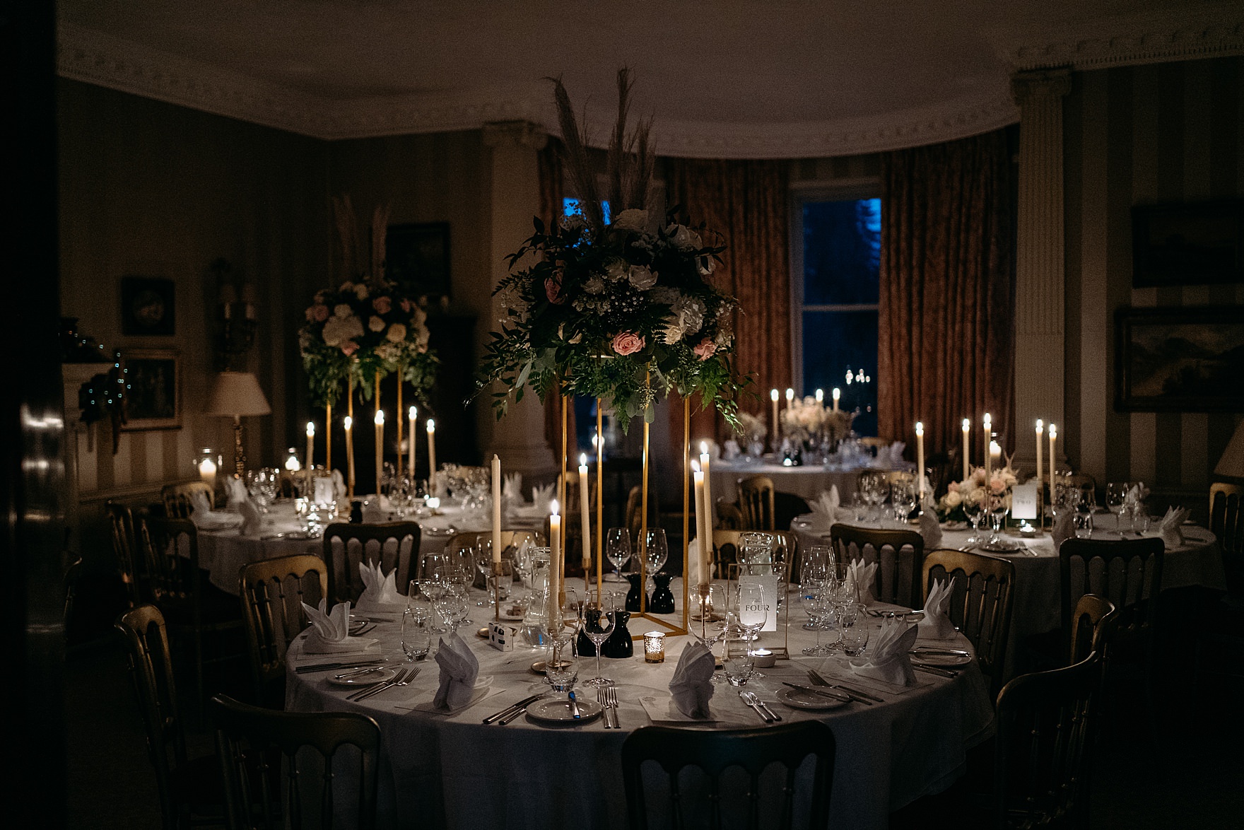 cromlix hotel candlelit dining rose park wedding flowers 