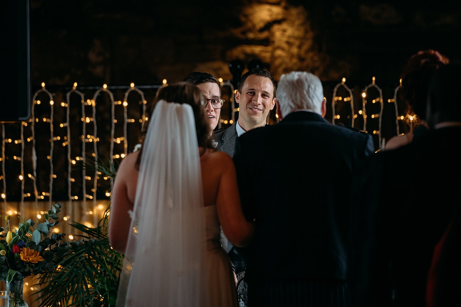 spring wedding falside mill indoor ceremony reception space bride groom 