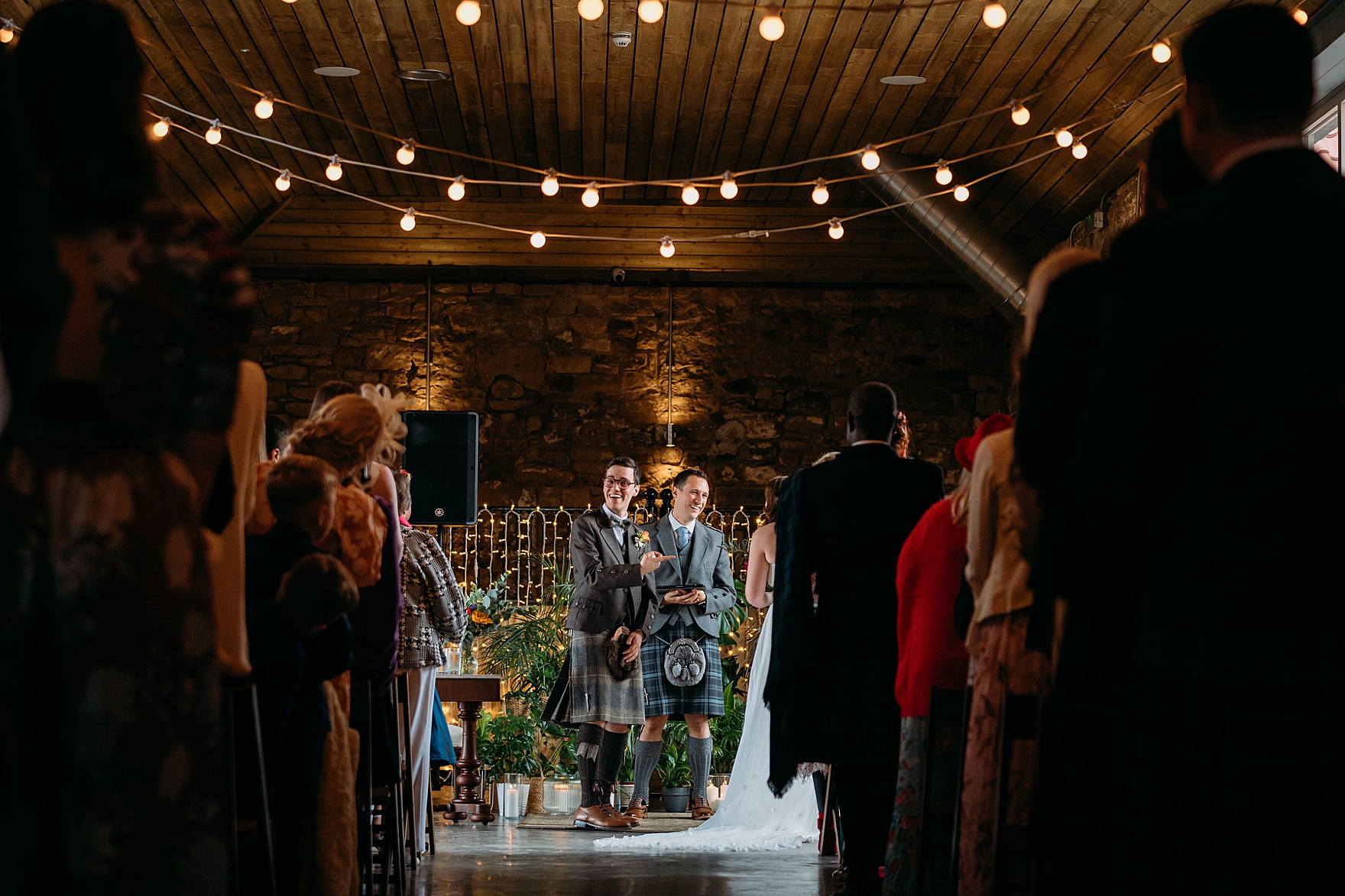 spring wedding falside mill indoor ceremony reception space bride groom 