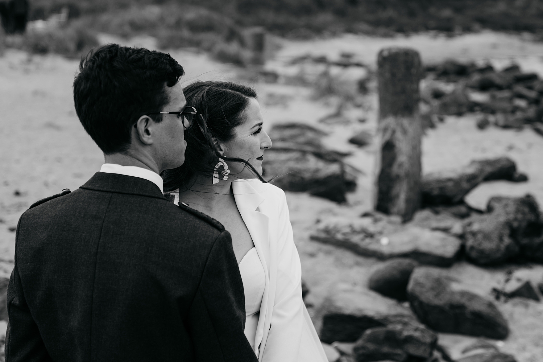 st andrews spring wedding falside mill beach bride groom portraits