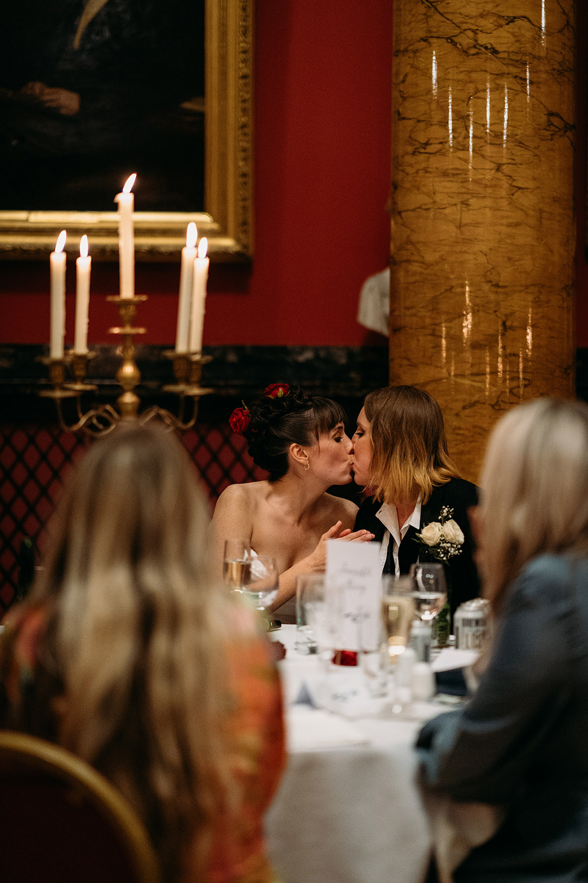 two brides kiss during Royal College of Physicians Wedding speeches