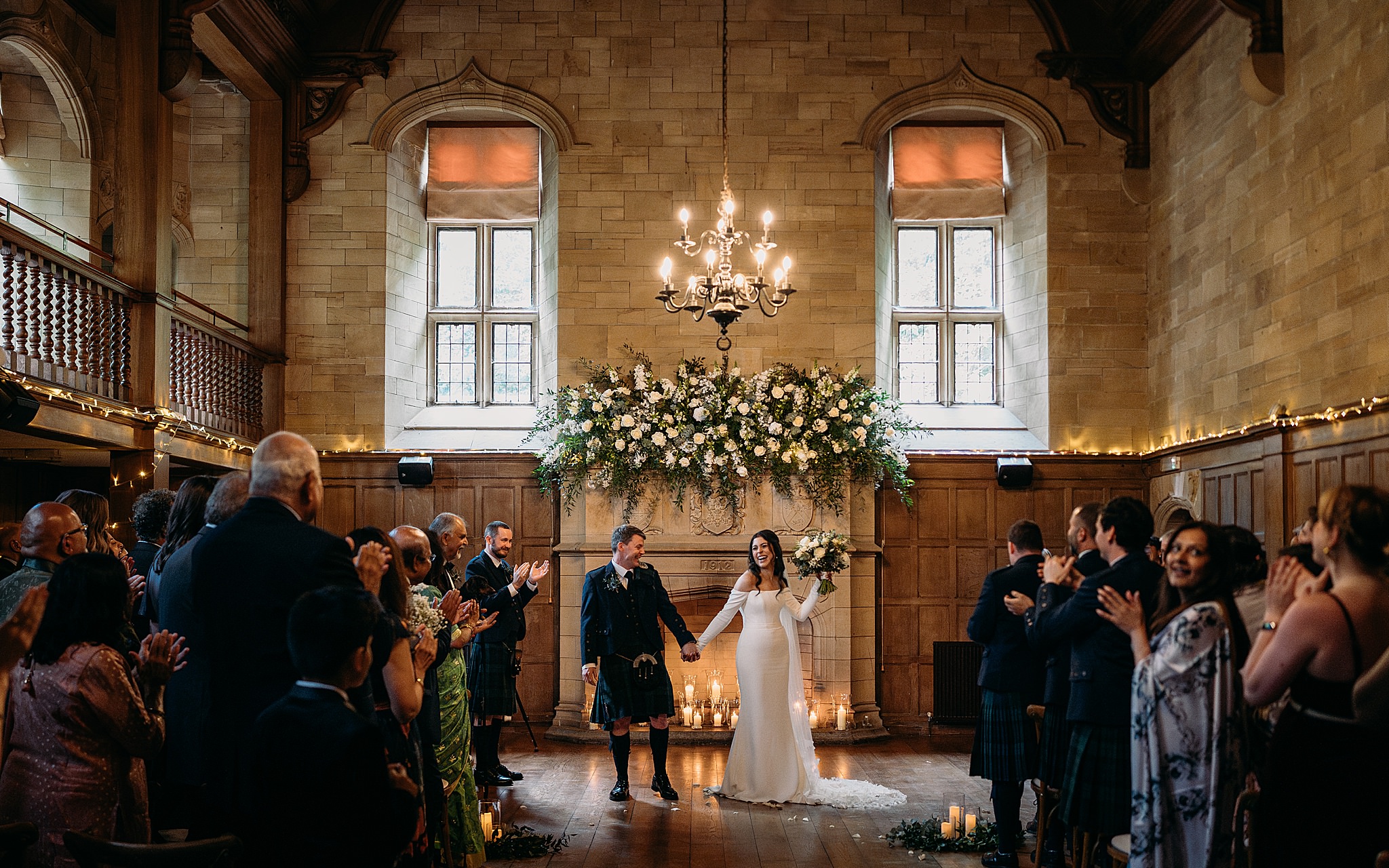 Just married at Indo-Scottish Achnagairn Castle wedding