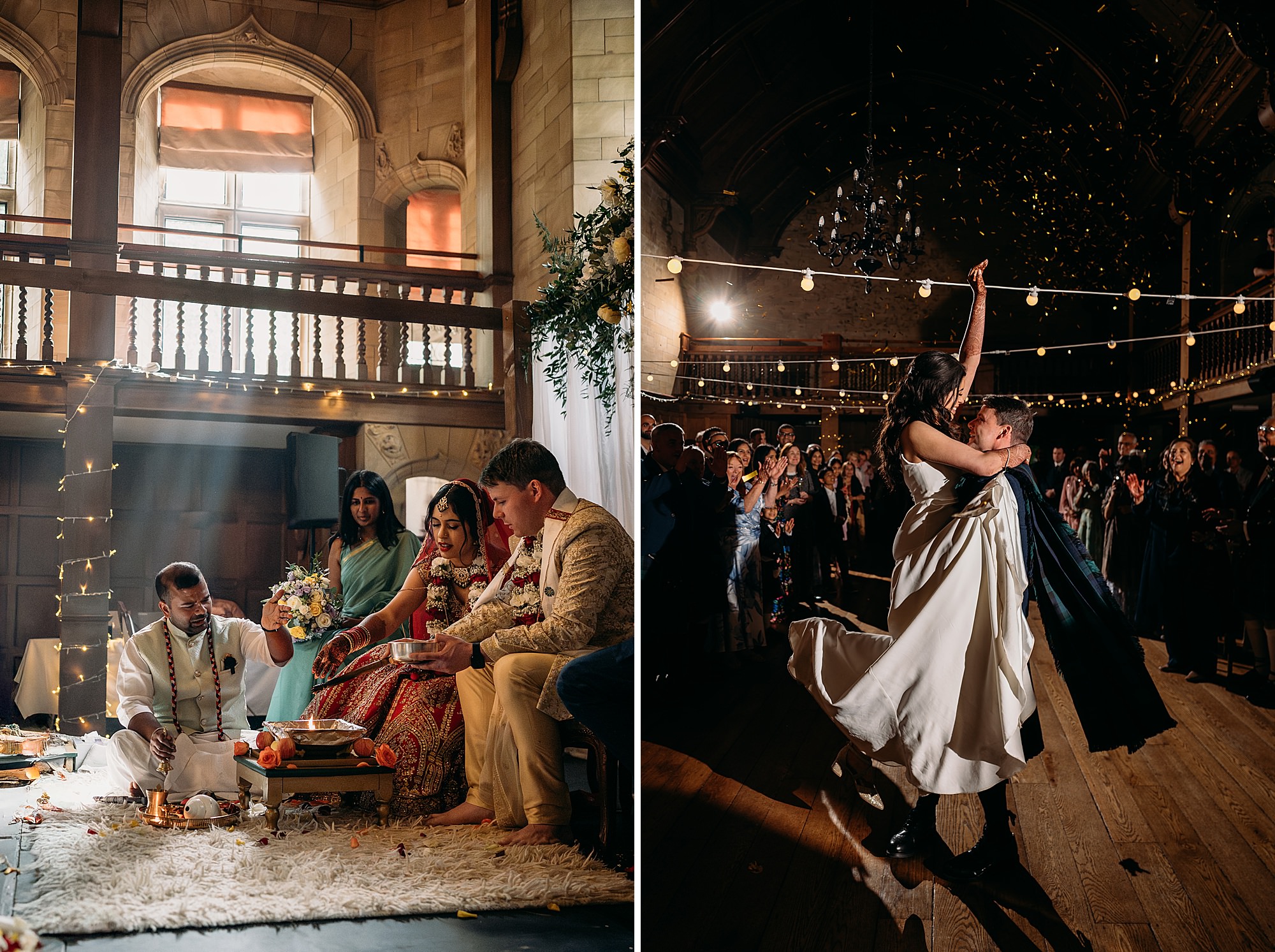 relaxed wedding photography for an Indian Scottish wedding at Achnagairn Castle