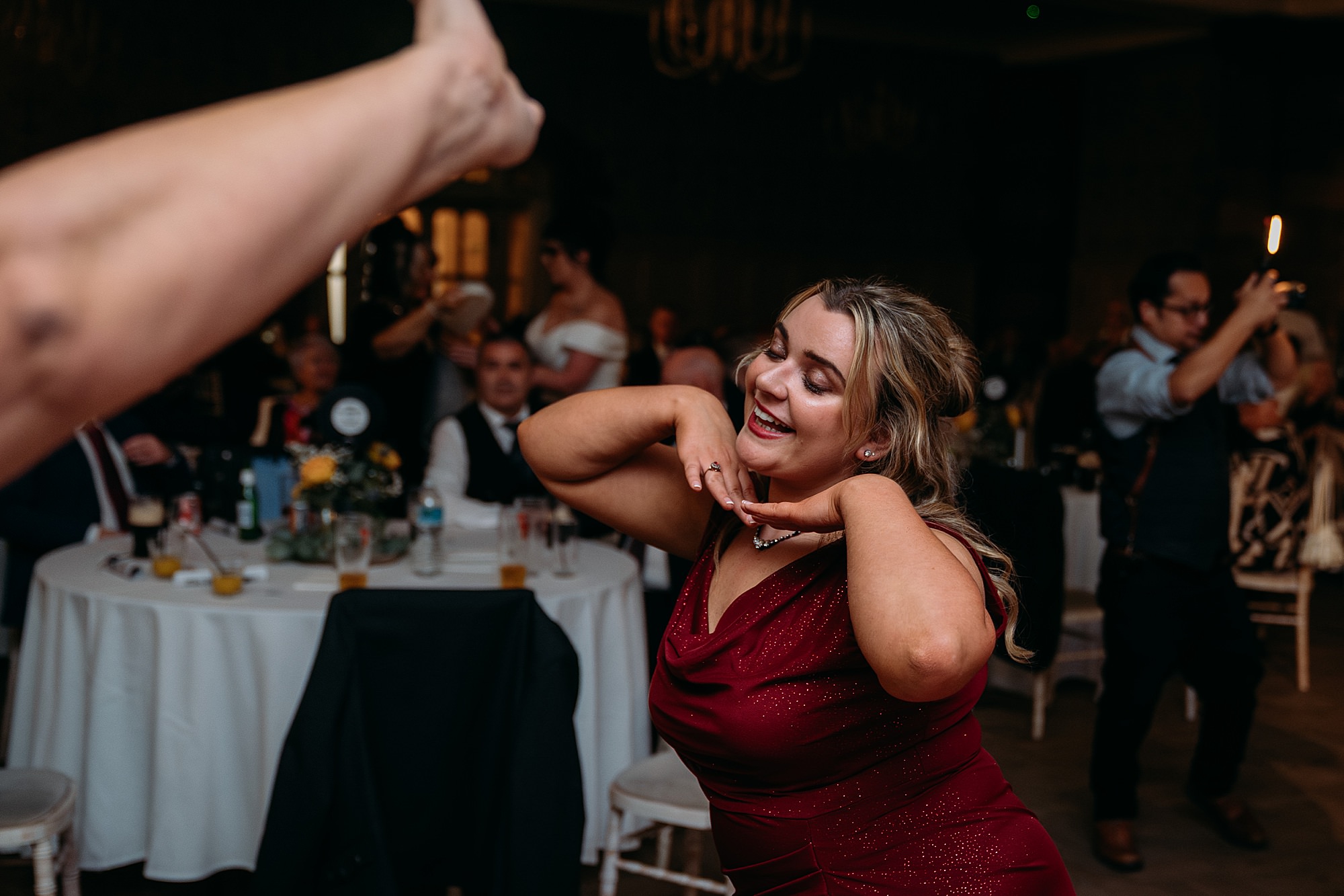 Guests dancing at Coats Paisley Twilight Wedding