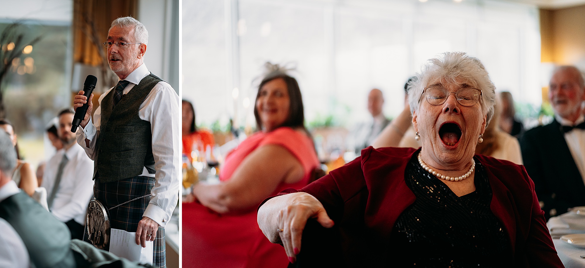 Father of the bride speech with guest reaction at Kingshouse Hotel Glencoe. 